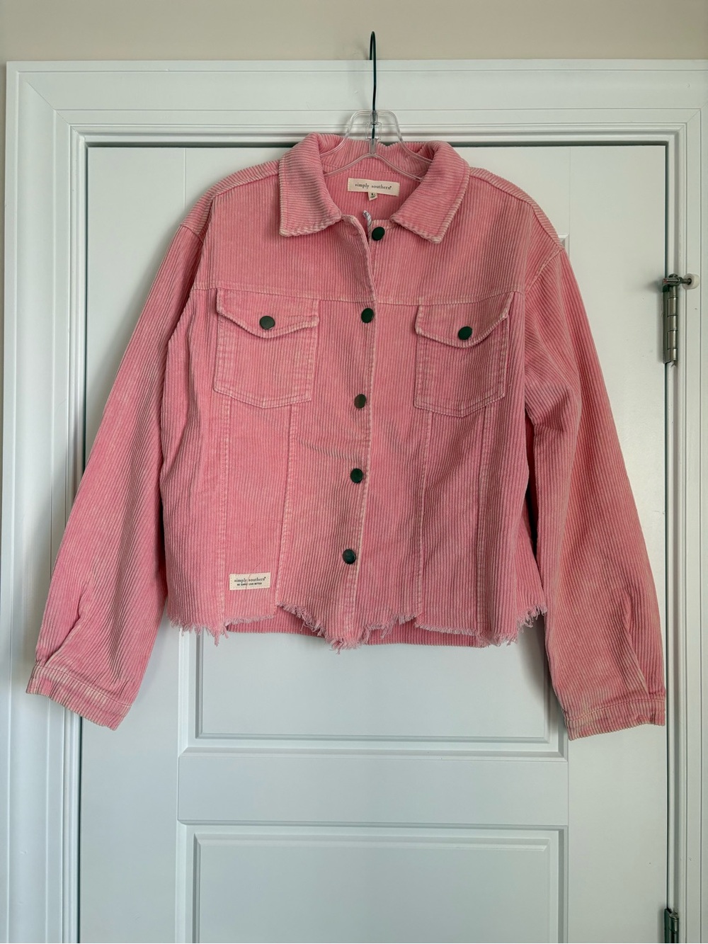 Simply Southern Pink Corduroy Trucker Jacket